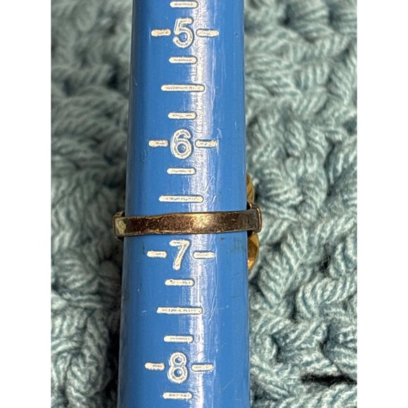 Vintage Direction One Ring Size 6.75 Goldtone Brown Faceted Glass Worn - Picture 3 of 6